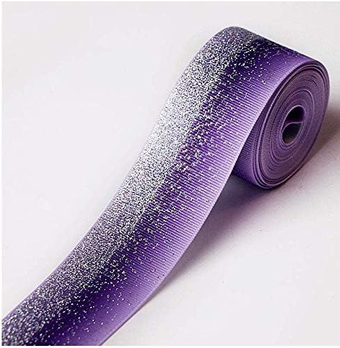 Tvoip Tie Dye Glitter Rainbow Polyester Grosgrain Tape Ribbon Grosgrain Ribbons 1-1/2"(38mm) x10 Yards for Hair Bows Wedding Gift Packing Wrap (Pu...