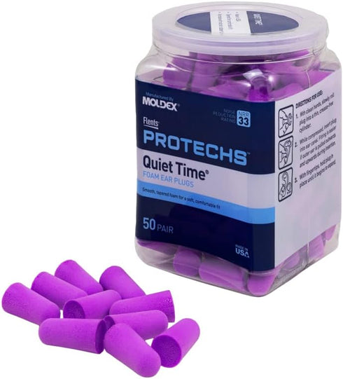 Flents Protechs Foam Ear Plugs, 50 Pair for Sleeping, Snoring, Loud Noise, Traveling, Concerts, Construction, Studying, Work, Shooting, NRR 33, No...