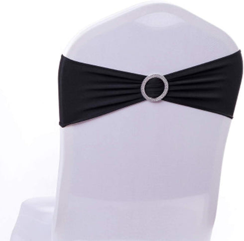 Tosnail 50 Pack Spandex Chair Sashes Wedding Chair Decoration Party Chairs Covers - Black...