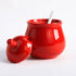 FUYU Ceramic Sugar Bowl Spice Jar with Lid and Spoon Seasoning Box Condiment Pot...