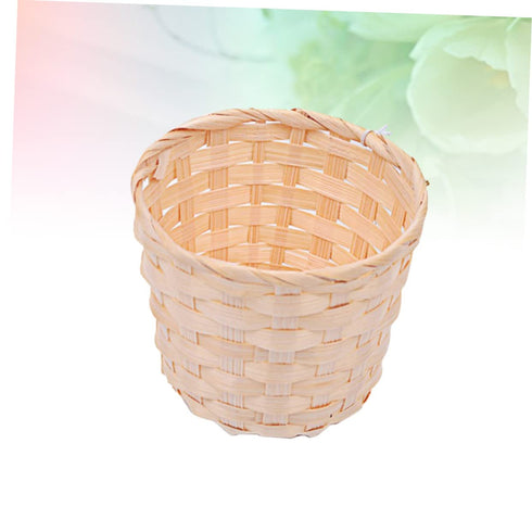 SAFIGLE Bamboo Desk Paper Wastebasket Straw Basket Weaving Organizer Bamboo Storage Basket Rattan Trash Can Pantry Wicker Baskets Wicker Storage S...