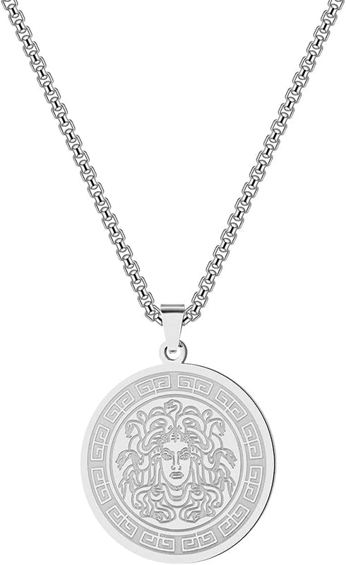 Mythology Medusa Gorgon Necklace For Women Men Ancient Greek Symbol Jewelry Stainless Steel Pagan Necklace Gift...