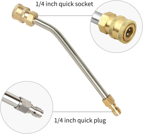 Pressure Washer Gutter Cleaner Attachment, 7 Inch Power Washer Extension Wand, 30 Degree Curved Rod, 1/4 Inch Quick Connect...