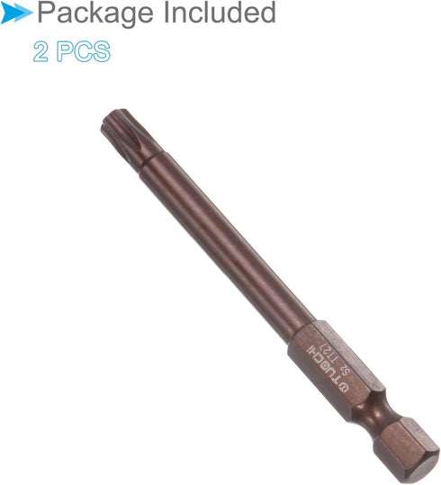 Magnetic Torx Screwdriver Bit, T27 3" Length 1/4" Hex Shank, S2 Steel Star 6 Point Drill Driver Tamper Proof - (Applications: for Auto Repair), 2-...