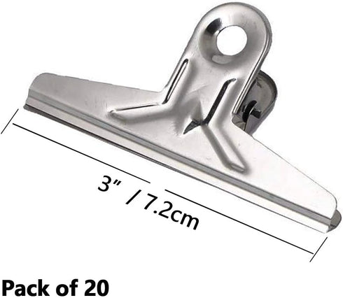 20PCS Silver Metal Bulldog Clip for Office, Drawing Board, School, Kitchen, etc. 3-inch Enhanced Design for Extra Durability...