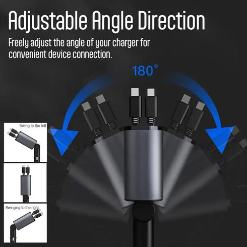 Retractable Phone Charger - Fast Car Charger USB C - Retractable Phone Charger 4 in 1 Retractable Car Charger - Retractable Charger for Apple and ...
