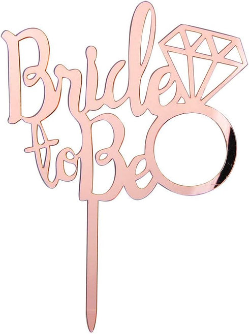 Bride to Be Cake Topper - for Bridal Shower/Wedding Shower/Engagement/Bachelorette/Hen Night Party Decorations, Mirror Rose Gold Acrylic...
