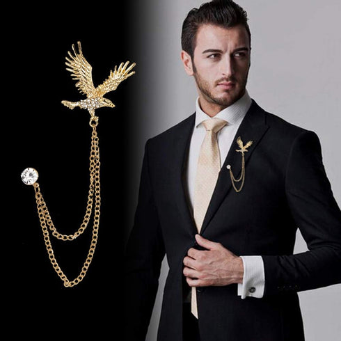 2 Packs Men's Eagle Brooch Lapel Pin Badge Hanging Chains Collar Brooches Pin for Career Suit Tuxedo of Shirts Tie Hat Scarf for Boyfriend Father ...