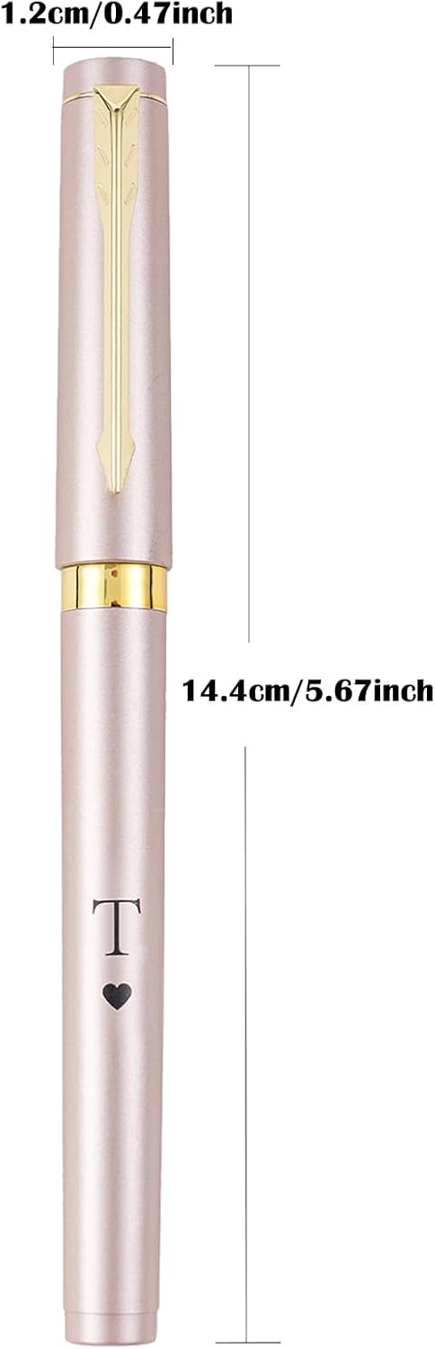 Pack of 3 Initial Gifts Letter T Rose Gold Color Gel Pens Medium Point (0.7mm) Black Ink Birthday Graduation Gift for Son Daughter Classmate Frien...