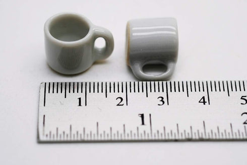 10 White Gray Coffee Mug Tea Cup Appro Size 1.2 Cm Dollhouse Miniatures Food Kitchen...