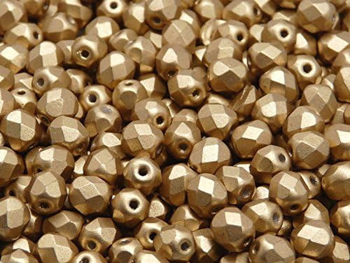 Set of Czech Faceted Glass Beads, Fire-Polished, Round 3mm, 4mm, 6mm. Two colors: Silver and gold. A total of 500 Pieces. Kit for Jewelry Making....