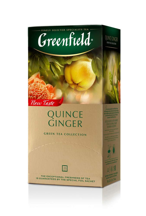 Greenfield Quince Ginger Green Tea Fruit & Herbal Collection 25 Teabags The Execptional Freshness Of Tea Is Guranteed By The Special Foil Sachet...