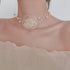 FUTIMELY Rose Flower Pearl Choker Necklace for Women Teen Girls,Vintage Layered White Fabric Foral Rosette Necklace Artificial Gentle Bride Weddin...