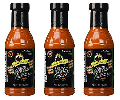 Anchor Bar Original Wing Sauce Medium Recipe 12 oz, 3-pack...