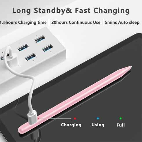 Stylus Pen for iPad (2018-2024) with Fast Charging & Palm Rejection, Compatible with Apple iPad Pro M4 2024, iPad Air M2 2024, iPad Pro 11/12.9 in...