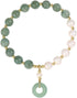 Healing Crystal Bracelet Gold Wealthy Lucky Pearl Feng Shui Jade Bracelet for Women...