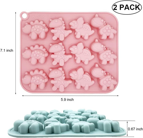2 Pack Cute Dinosaur Silicone Molds 12 Cavity 3D Dinosaur Themed Baking Mould Tray DIY Baking Tool for Chocolate Cake Dessert Candy Mousse Pastry ...