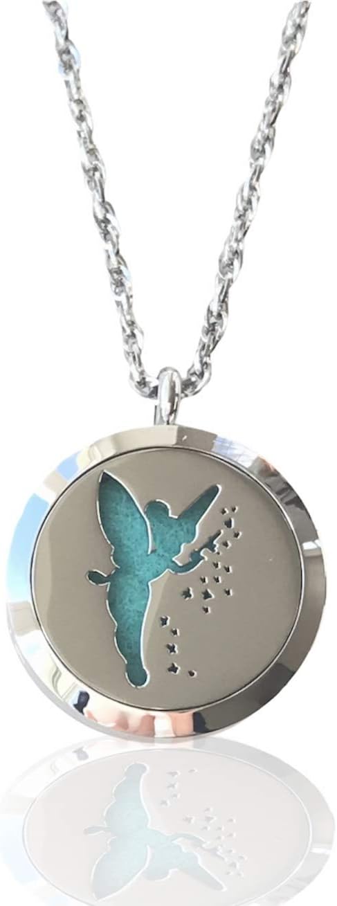 FIKA Tinkerbell Air Freshener Diffuser Necklace Locket Aromatherapy Essential Oil Great for Travel Pads (Necklace)...