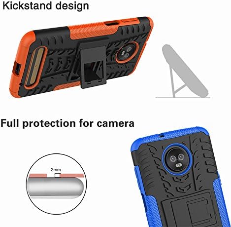 Yiakeng for Moto Z3 Case, Moto Z3 Play Case, Dual Layer Shockproof Slim Protective with Kickstand Hard Phone Case Cover for Motorola Moto Z3 (Blue...