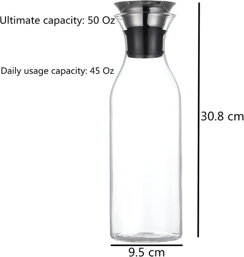 Karafu Glass Carafe with Lid, 50 Ounces Borosilicate Glass Pitcher for Hot/Cold Water, Ice Tea and Juice Beverage...