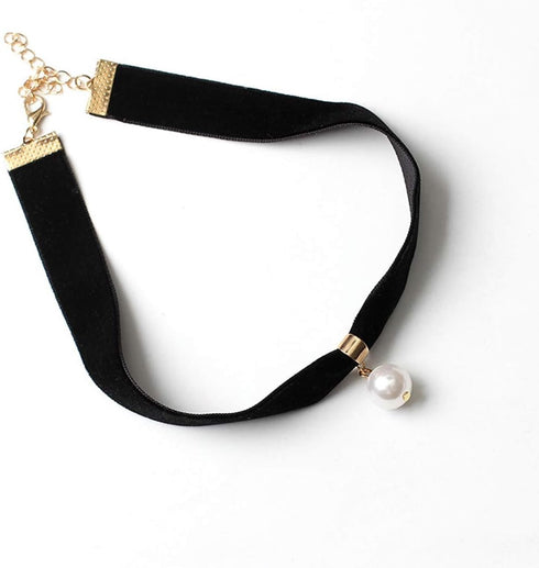 JAKAWIN Pearl Choker Necklace Adjustable Black Collar Necklaces for Women NK130 (A-Pearl)...
