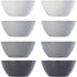 US Acrylic Unbreakable 28 oz. Plastic Stackable Cereal Bowls for Snacks & Ice Cream in Grey Colors (Set of 8) 6-inch Reusable, BPA-Free, Made in t...