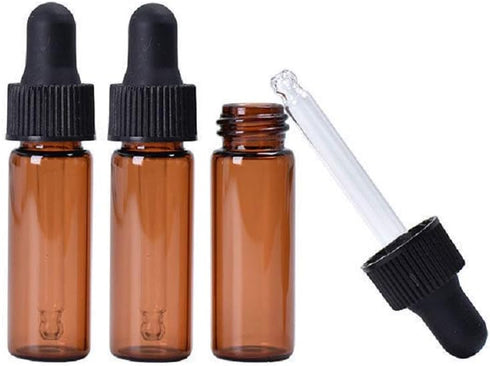 15Pcs Amber Dropper Bottles 4ml Mini Empty Perfume Glass Sample Vials Essential Oil Dropping Bottles Cosmetic Lotion Containers with Glass Dropper...