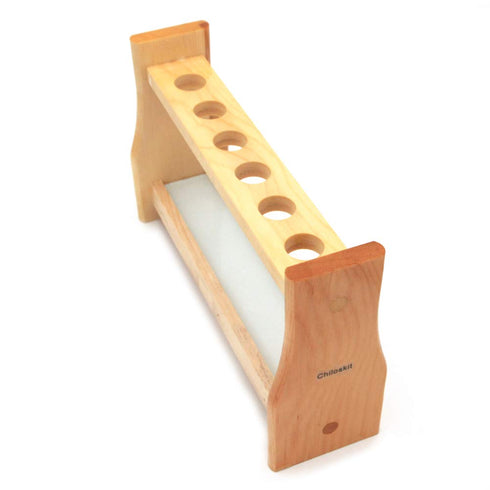 Chiloskit 0.7" (18mm) Holes Wood Wooden Test Tube Rack Holder Stand for API 10ml 25ml Test Tubes Lab Tube Racks Pen Holder (10ml 6Slots)...