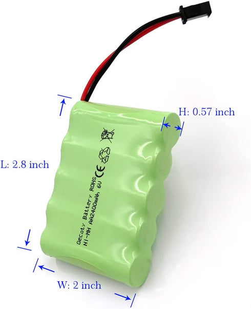 6V aa Battery Pack,Upgrade 2400mAh Rechargeable Batteries Pack,Ni NH Battery with Charge Cable,SM 2P Plug for RC Truck Cars...