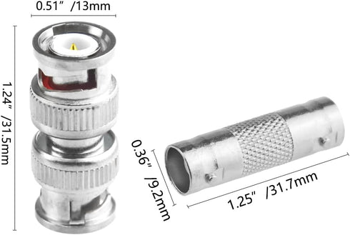 WMYCONGCONG 30 PCS BNC Connectors, BNC Barrel Connectors, Female to Female Male to Male Straight Coupler Adapter for CCTV Camera Surveillance Syst...