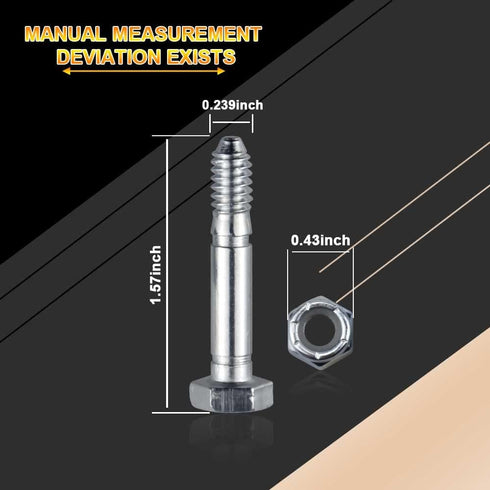 53200500 Shear Pins with Nuts (1-9/16" x 1/4") Compatible with Ariens AM123342, 532005, 53200500, 510016, 51001600, Fits ST624E, ST520E, ST520, ST...