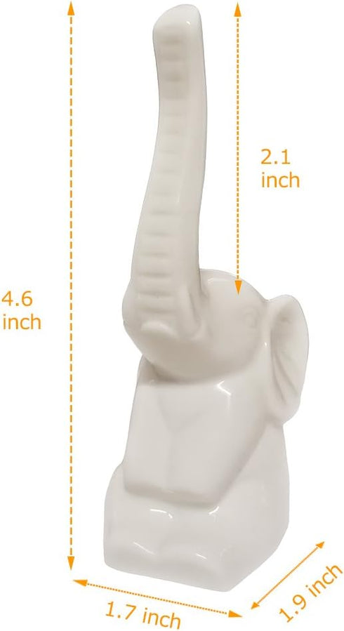 HOME SMILE Elephant Ring Holder for Jewelry,Engagement Wedding Ring Display Holder Stand Trinket Trays (Litltle White)...
