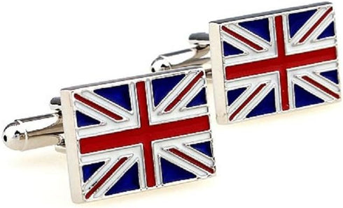 United Kingdom Flag Great Britain British Union Jack Pair Cufflinks in Presentation Gift Box & Polishing Cloth...