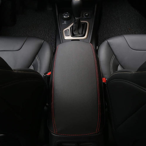 Leegi AAGIILEEYO Jeep Armrest Box Cover,1pc Black with Red Center Console Cover Fit for 2017 2018 2019 Jeep Cherokee...