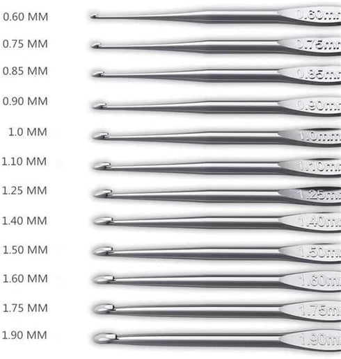 12 PCS Crochet Hooks Set Steel, Small Size Latch Hook Crochet Needle 0.6 mm to 1.9 mm Sweater Scarf Clothing Knitting Crochet Tool......