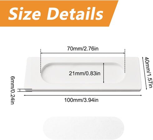 Self-Stick Rectangular Sliding Door Pulls, 2pcs Aluminum Alloy Hidden Recessed Pull Handle for Sliding Barn Door, Closet,Cabinet,Drawers (White, 1...