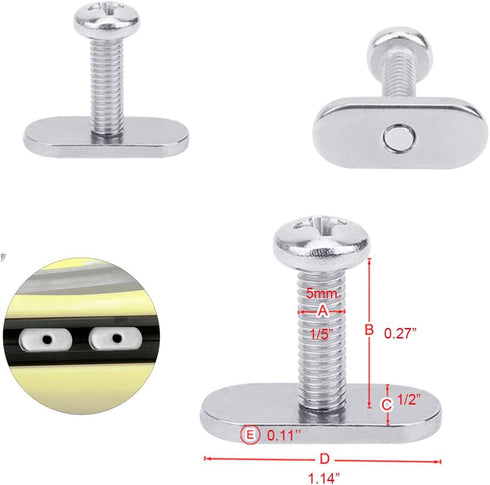 4 Pcs Rail Track Screws Track Nuts Stainless Steel Screws Nuts Hardware Replacement Kit Accessories for Kayak Canoes Boats Rails Watercraft...