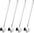 Long Ice Tea Spoons, 6.7 Inch Stirring Spoons Long Handle Ice Spoon Silver Coffee Cocktail Spoon for Stirring Ice Cream Tea Coffee Milkshake Cold ...
