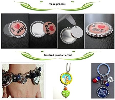 RUTICH 100 PCS Flat Decorative Bottle CaP Craft Bottle Stickers Double Sideds Printed for Hair Bows, DIY Pendants or Craft ScraPbooks Silver...