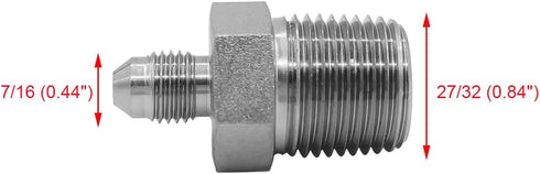 (2-PACK) 2404-04-08 Hydraulic Hose Adapter Fitting 1/4" Male JIC 37° Flare (7/16"-20UNF) × 1/2" Male (1/2"-14NPTF) SAE Straight Pipe Joints Tube C...