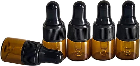 50 Pack Amber Glass Mini Dropper Bottles,1ML Amber Essential Oil Dropper Bottle for Travel Test Sample Perfume...