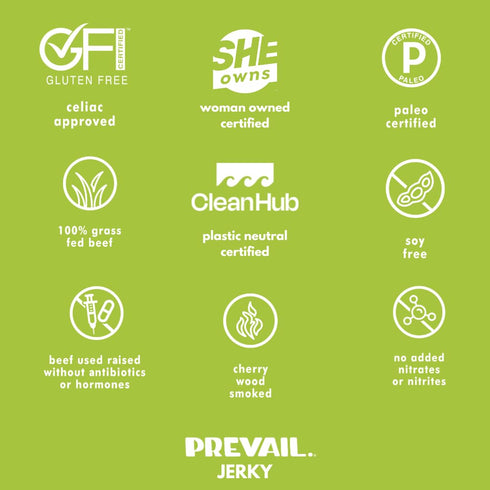 PREVAIL Lemongrass Grass-Fed Beef Jerky | Gluten Free | 100% Grass-Fed | High Protein Snacks | Free of Preservatives | No GMO's | Pack of (3) Bags...