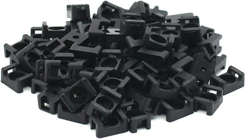 (100 Of Pack) Black 4.5mm Cable Tie Mount Base Saddle Type Mount Screw Wire Bundle Base Holder Width Cable Large Size 0.6 inch...