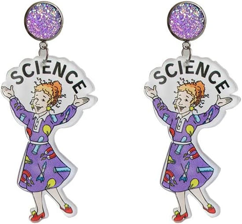 Teacher Student Dangle Earrings Acrylic Cute Crayons Rainbow book Earrings for Women Back to School Gradution Reading Events Jewelry for Teacher-3...
