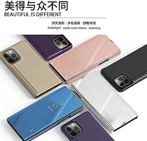 Compatible with Iphone 13 Pro Max Case Clear View Window Electroplate Plating Stand Scratchproof Full Body Protective Flip Folio Ultra Slim Cover ...