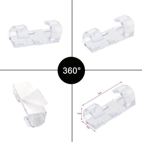 120Pcs Self Adhesive Transparent Cable Clips Wire Holder Sticky Heavy Duty Cable Clips Tidy and Organizer Drop Cord Management for TV PC Laptop Et...