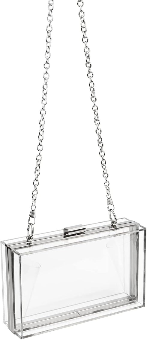 WEDDINGHELPER Transparent Clear Acrylic Square jelly Evening Bag for Women,Fashion Lovely Shoulder Bag for Dinner Party Travel (CLEAR&Sliver1)...