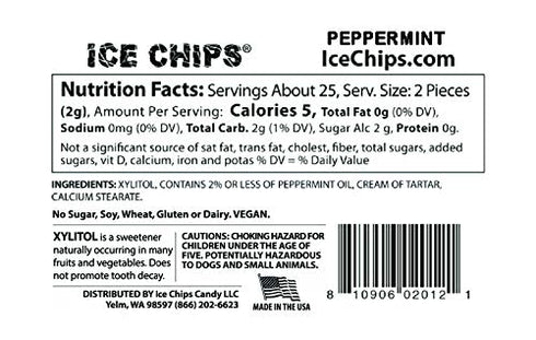 ICE CHIPS Xylitol Candy Tins 5.28 oz total (Peppermint, 3 Pack) - Includes BAND as shown...