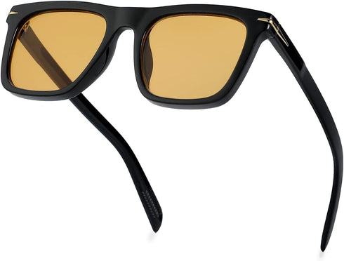 JOVAKIT Fashion Square Sunglasses for Men Women Trendy Flat Lens Sun Glasses Outdoor Sports Driving Sunnies UV400 Protection (Black/Orange)...