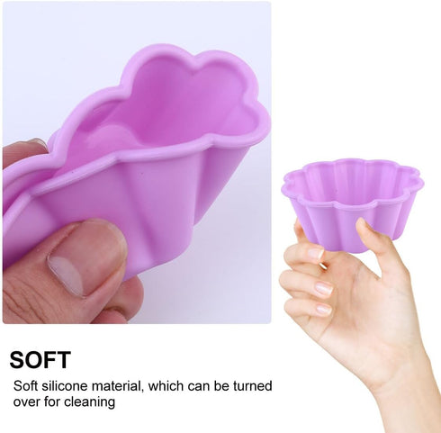 10 Pcs Moldes Para Gelatinas 2.8in Flower Silicone Baking Cups Silicone Donut Molds for Baking Egg Tart Mold Silicone Cupcake Molds...